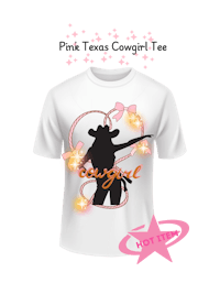 a white t - shirt with the word cowgirl on it